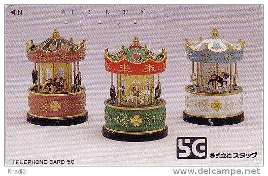 RARE Télécarte Japon - MANEGE Chevaux De Bois Miniatures - Carrousel Karussel Japan Phonecard ATT - 18 - Games