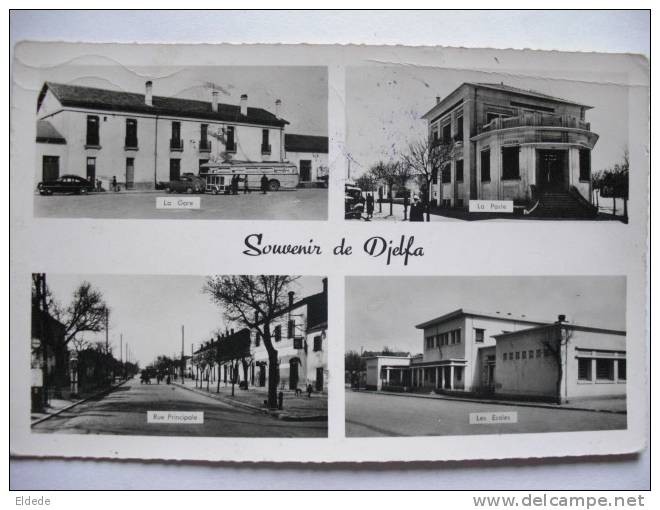 Djelfa Multi Vues La Gare, La Poste, Les Ecoles, Rue Principale Cachet Militaire 1956 - Djelfa