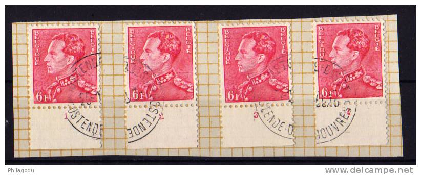 Belgique 1951, Léopold III, Jeu De Planches Du N° 848 Oblitéré  Cote 100 Euros - 1936-51 Poortman