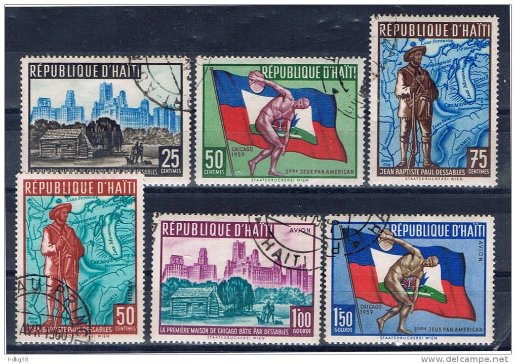 RH Haiti 1959 Mi 580-85 Panamerikanische Sportspiele - Haïti