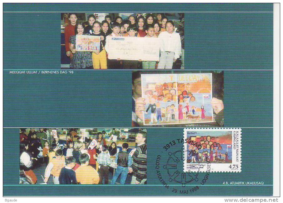 GROENLAND  EUROPA CEPT 98 CARTE MAXIMUM NUM YVERT  302 LA FETES DES ENFANTS - 1998