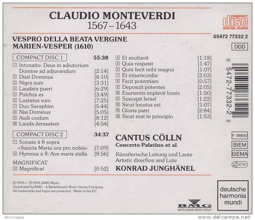 Monteverdi : Vespro Della Beata Vergine, Junghänel - Klassik