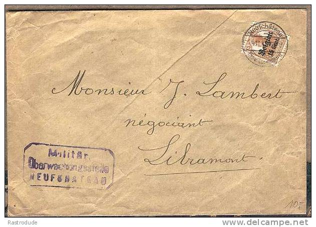1917 Deutsche Besetzung - 15c Brief Gebraucht  Mit Zensur Neufchateau - OC26/37 Etappengebied.