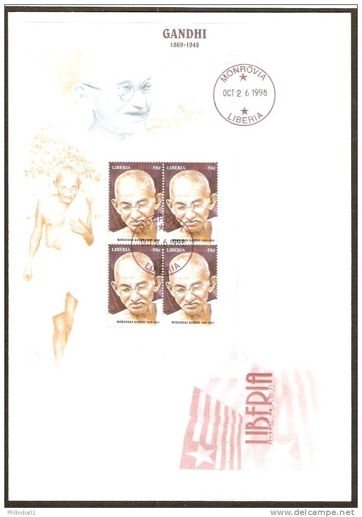 Liberia 1998 Mahatma Gandhi India's Struggle For Freedom FDC  # A01474 - Mahatma Gandhi