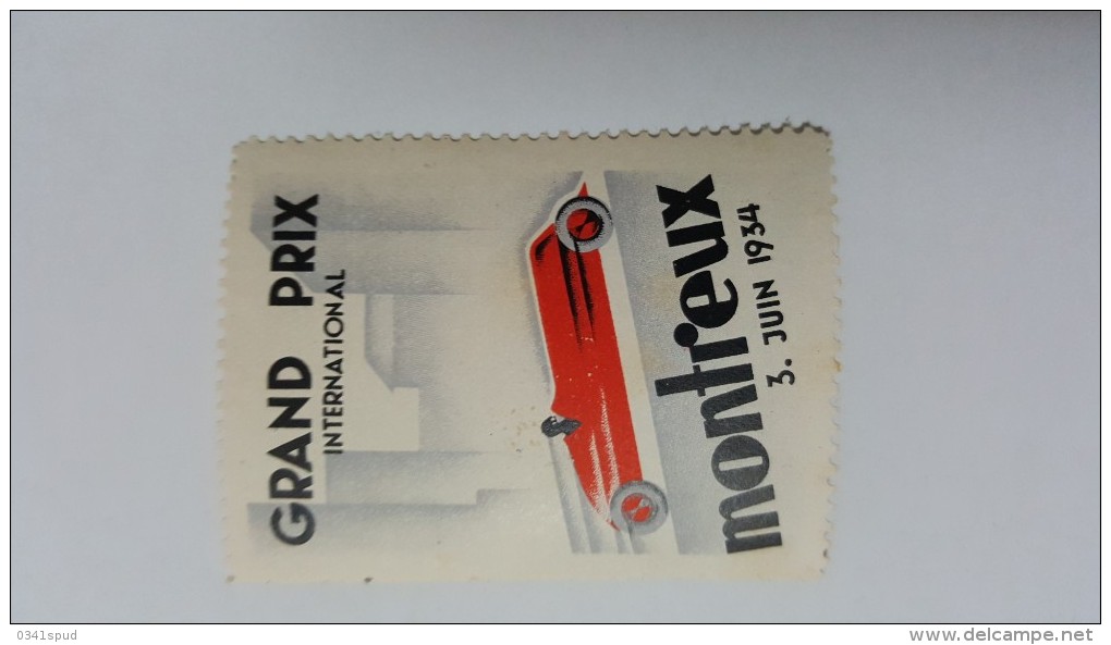 1934 Suisse Vignette- Label Never Hinged   Montreux  Grand Prix Automobile - Automobile