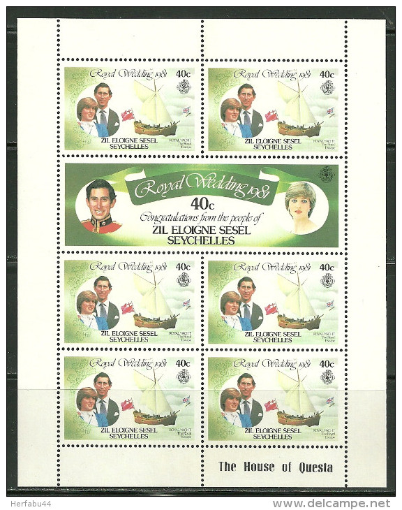 Zil Elwannyen Sesel      "Royal Wedding"       3 Sheets Of 7 MNH** - Seychellen (1976-...)