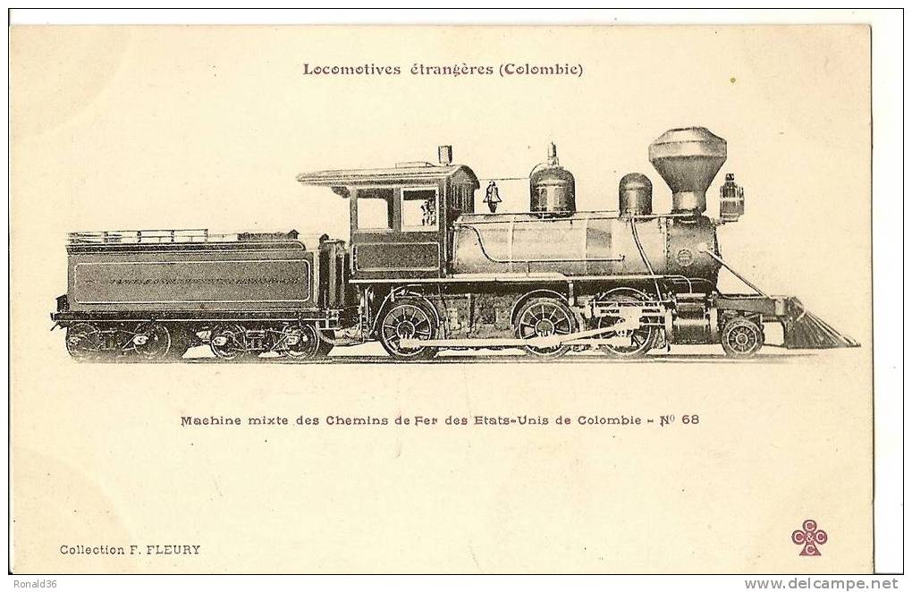 Cp COLOMBIE  LOCOMOTIVE Des Chemins De Fer Des ETAT UNIS En Amérique Du Sud ( Train Ligne ) - Kolumbien