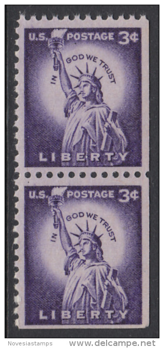 !a! USA Sc# 1035a MNH Vert.PAIR (right Side Uncut) - Statue Of Liberty - Nuovi