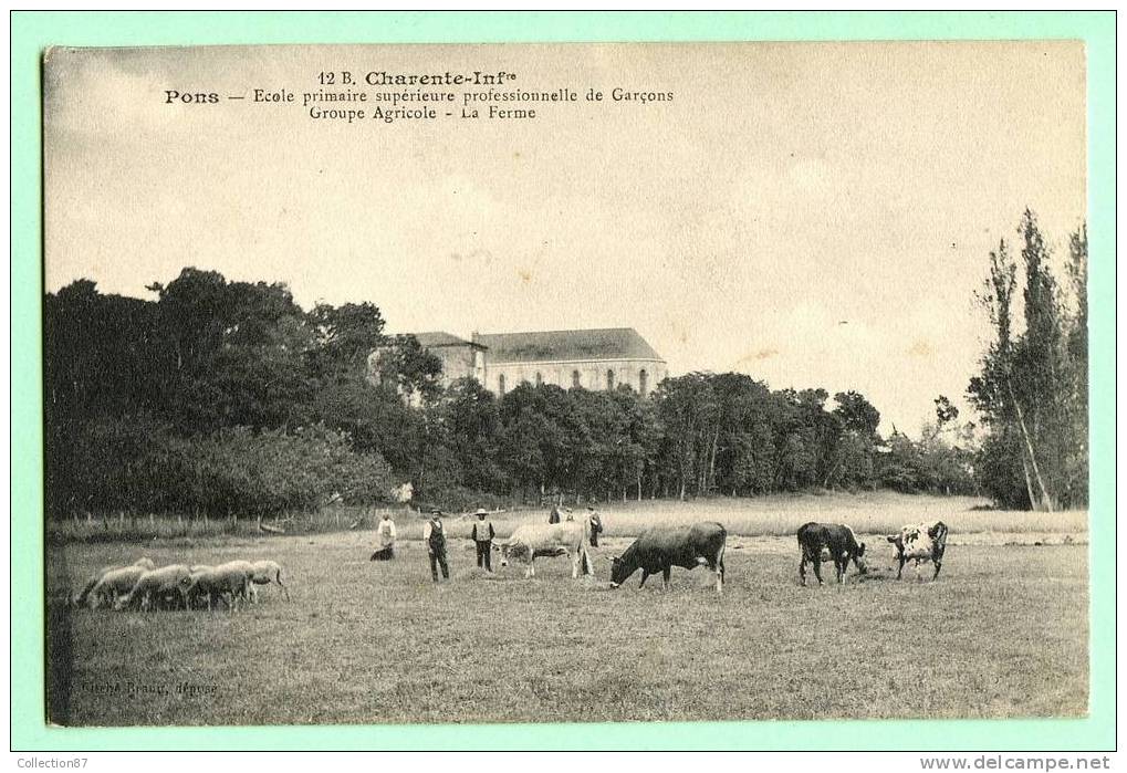 17 CHARENTE MARITIME - PONS - ECOLE PROFESSIONNELLE - AGRICULTURE - LA FERME - CLICHE BRAUN N° 12 B RARE - Pons