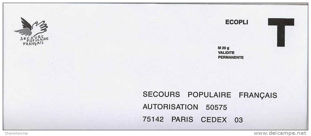 Secours Populaire Français Ecopli Main Hand Ailes Wings - Cartes/Enveloppes Réponse T