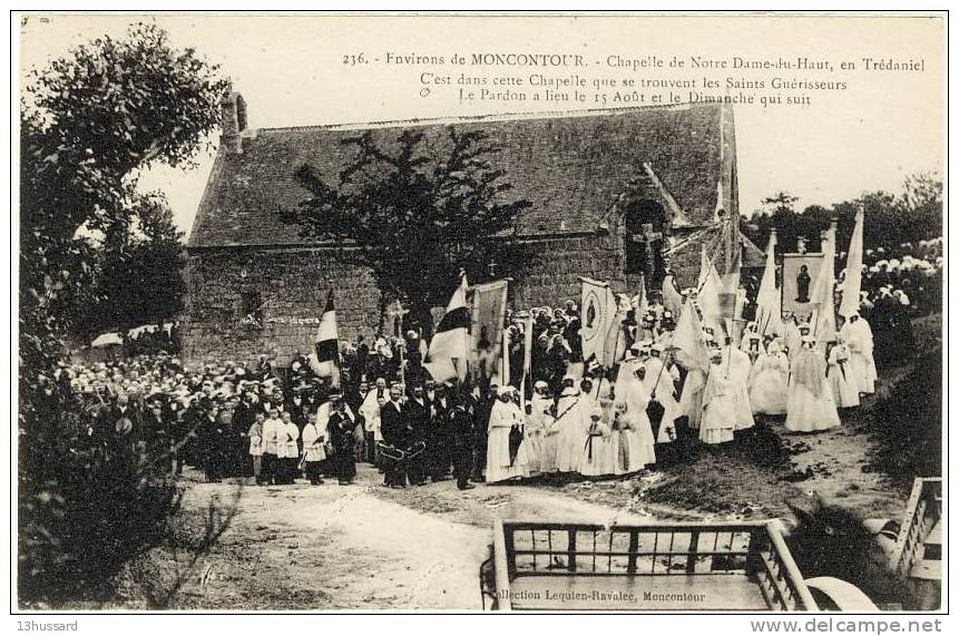 Carte Postale Ancienne Environs De Moncontour - Chapelle De Notre Dame Du Haut, En Trédaniel - Procession, Religion - Moncontour