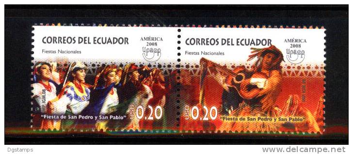 Ecuador América Upaep´08 Fiestas Nacs. San Pedro Y San Pablo, Diablada Pillareña (Carnaval) Danza, Guitarra, Máscaras - Emissioni Congiunte