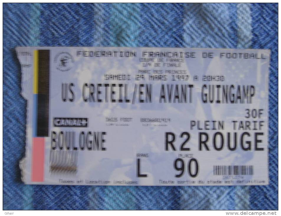 Billet De Match US Créteil / En Avant Guingamp - Otros & Sin Clasificación