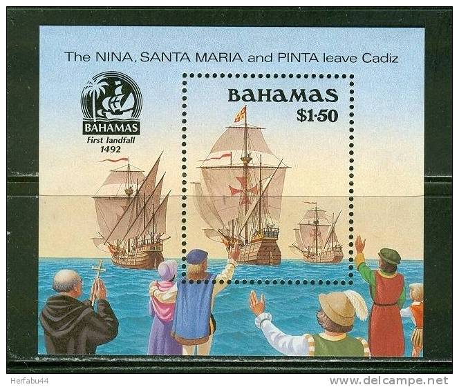 Bahamas      " Discovery Of America "     Souvenir Sheet  SC# 692  MNH** - Bahamas (1973-...)