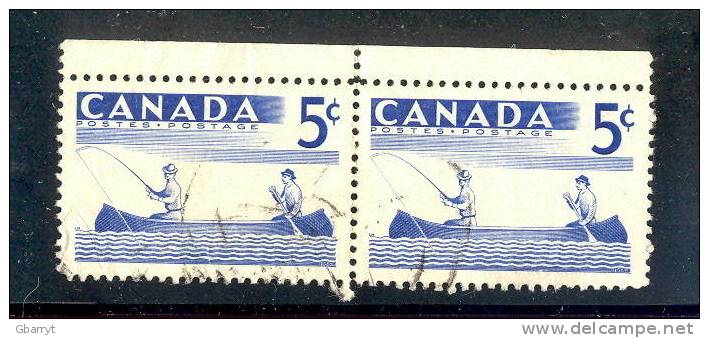 Canada Unitrade 368i Used  VF  Identical Pair Fishing - Oblitérés
