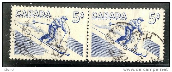 Canada Unitrade 368i Used  VF  Identical Pair Skiing - Oblitérés