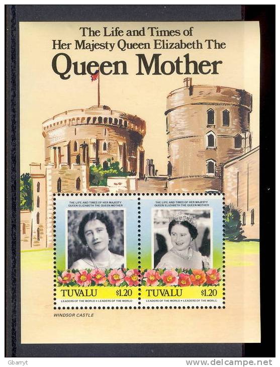 Tuvalu And Islands - The Life And Times Of The Queen Mother  MNH VF 6 Souvenir Sheets. Castles. - Tuvalu