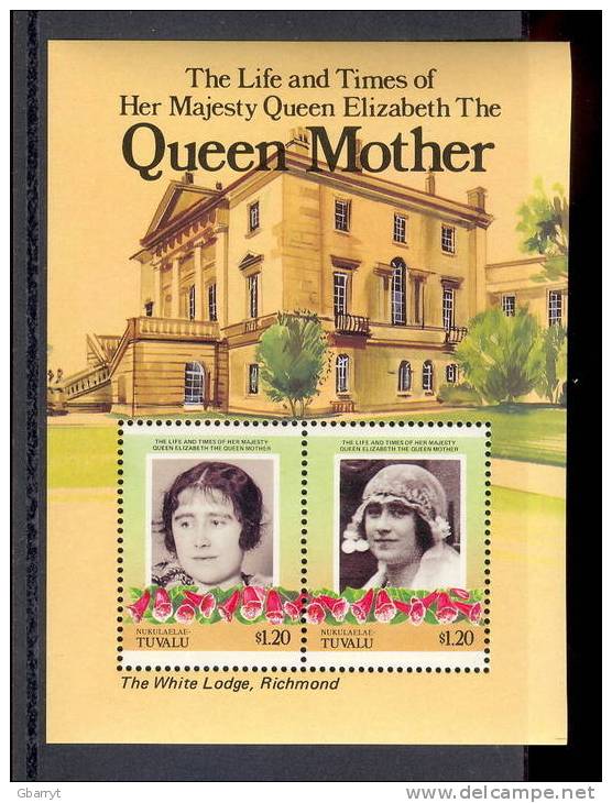 Tuvalu And Islands - The Life And Times Of The Queen Mother  MNH VF 6 Souvenir Sheets. Castles. - Tuvalu