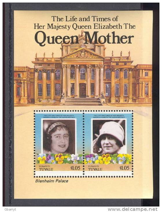 Tuvalu And Islands - The Life And Times Of The Queen Mother  MNH VF 6 Souvenir Sheets. Castles. - Tuvalu
