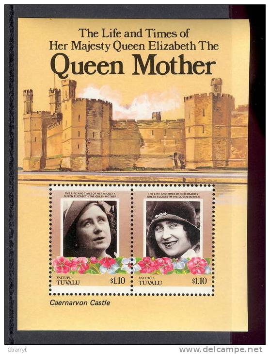 Tuvalu And Islands - The Life And Times Of The Queen Mother  MNH VF 6 Souvenir Sheets. Castles. - Tuvalu (fr. Elliceinseln)