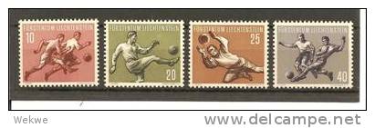 Lie Mi.Nr. 322-25**  LIECHTENSTEIN - 1954 1. Sportausgabe Fussball (soccer, Fútbol))  MNH - Unused Stamps