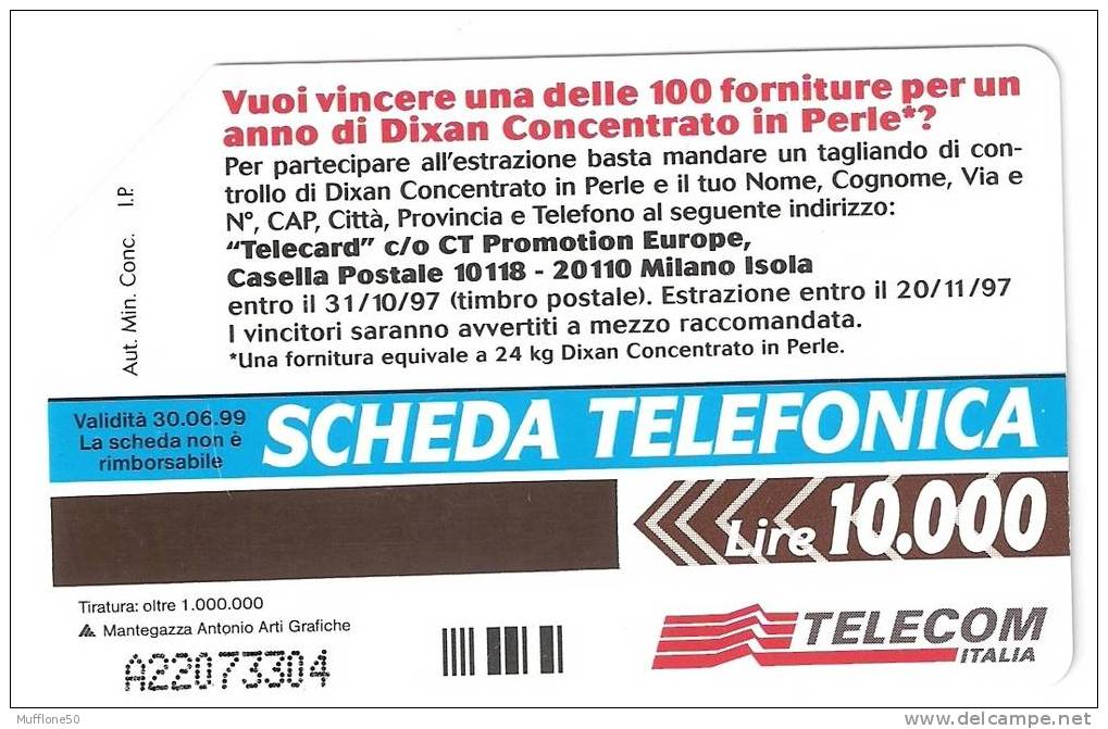 Italia 1999. Scheda Telefonica "DIXAN CONCENTRATO IN PERLE". - Publiques Ordinaires