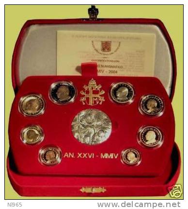 VATICANO ( VATIKAN  ) - 2004 - GIOVANNI PAOLO II - ANNATA COMPLETA 8 VALORI + MEDAGLIA ARGENTO - FONDO SPECCHIO ( PROOF - Vatikan