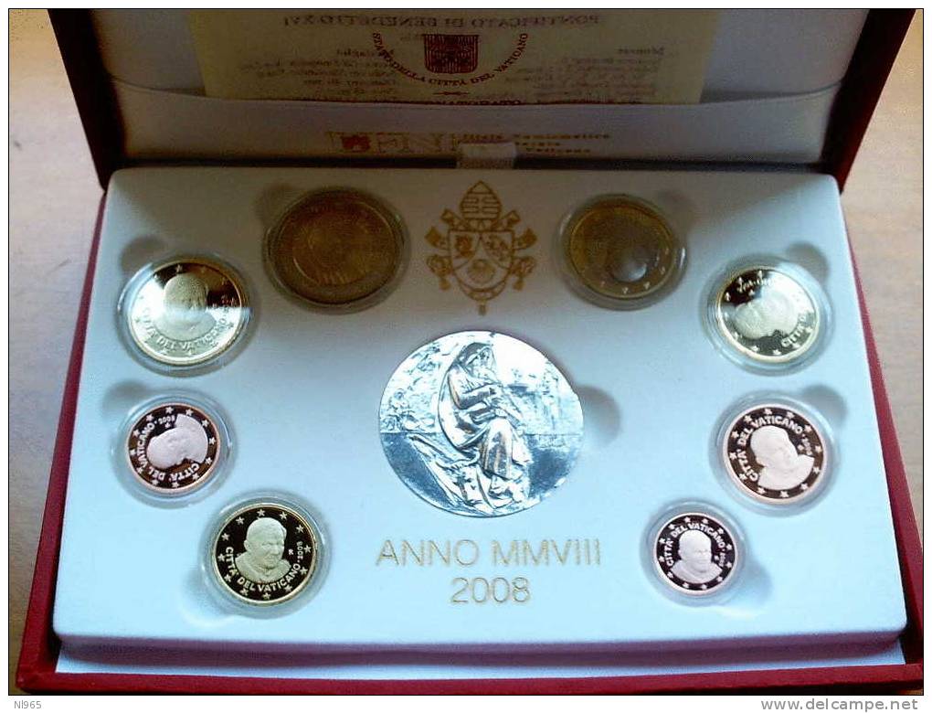 VATICANO ( VATIKAN  ) - 2008 - BENEDETTO XVI - ANNATA COMPLETA 8 VALORI + MEDAGLIA ARGENTO - FONDO SPECCHIO ( PROOF - Vaticaanstad