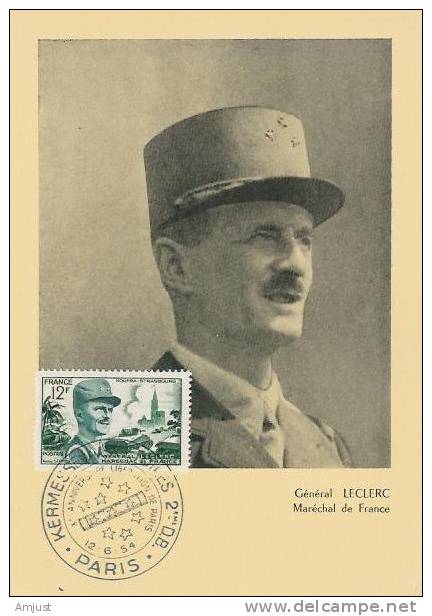 Carte Maximum,Maxi Cards, Général Leclerc - 1950-1959