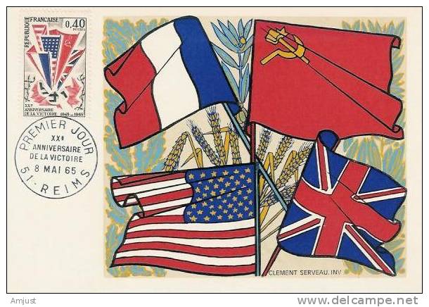 Carte Maximum,Maxi Cards, 20ème Anniversaire De La Victoire - 1960-1969