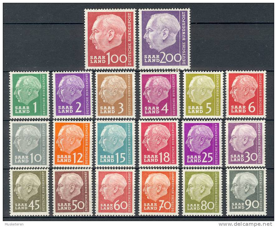 Saarland Deutsche Bundespost 1957 Mi. 380-99 Bundespräsident Theodor Heuss Satz !! - Unused Stamps