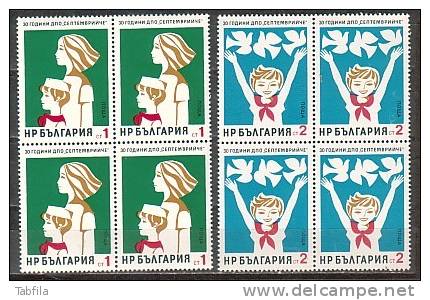 BULGARIA / BULGARIE - 1974 - 30an De L´Organisation "Septemvriiche" - 2 Bl De 4** - Unused Stamps