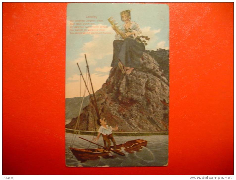 Carte Humoristique Allemande"Loreley"  Barque. - Humor