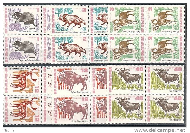 BULGARIA / BULGARIE - 1973 - Animaux Sauvages - 6v Bl De 4** - Unused Stamps