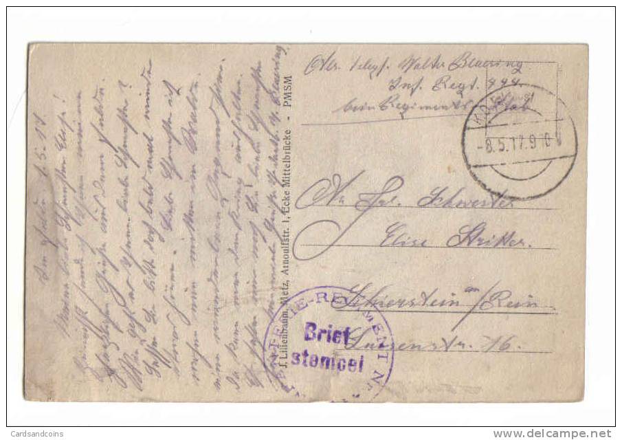 Bouillonville 1917 - Feldpost - Stempel!  - Inf.Reg. 444 - Cirey Sur Vezouze
