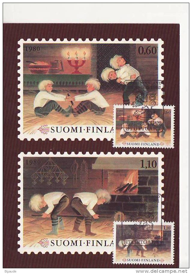 FINLANDE CARTE MAXIMUM YVERT 838-839 NOEL - Maximum Cards & Covers