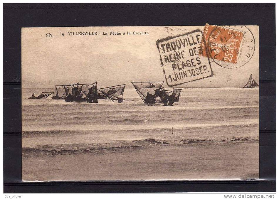 14 VILLERVILLE Peche à La Crevette, Animée, Ed CAP 14, 1928 - Villerville