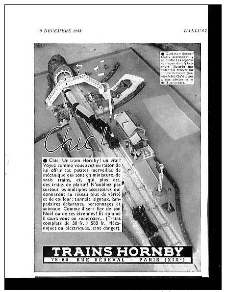 Pub De 1933 - Jeux D´enfants - Trains HORNBY - - Publicités