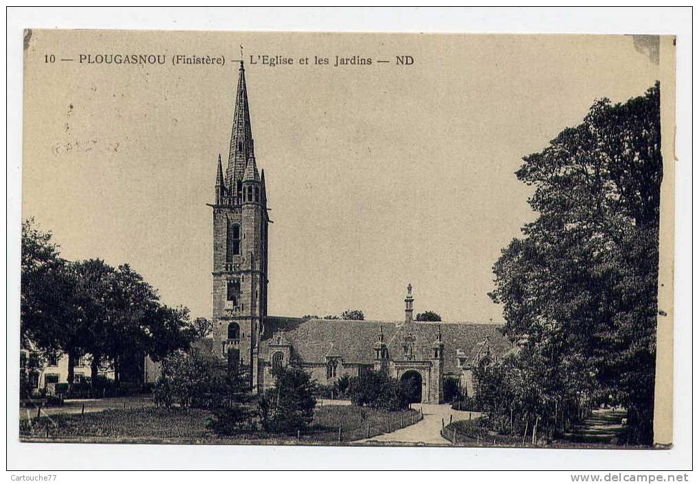 K13 - PLOUGASNOU - L'église Et Les Jardins (1908) - Plougasnou