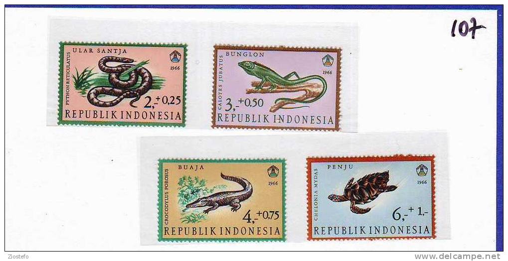 Fa107 Indonesia1966 Rettili Frogs ** - Schlangen