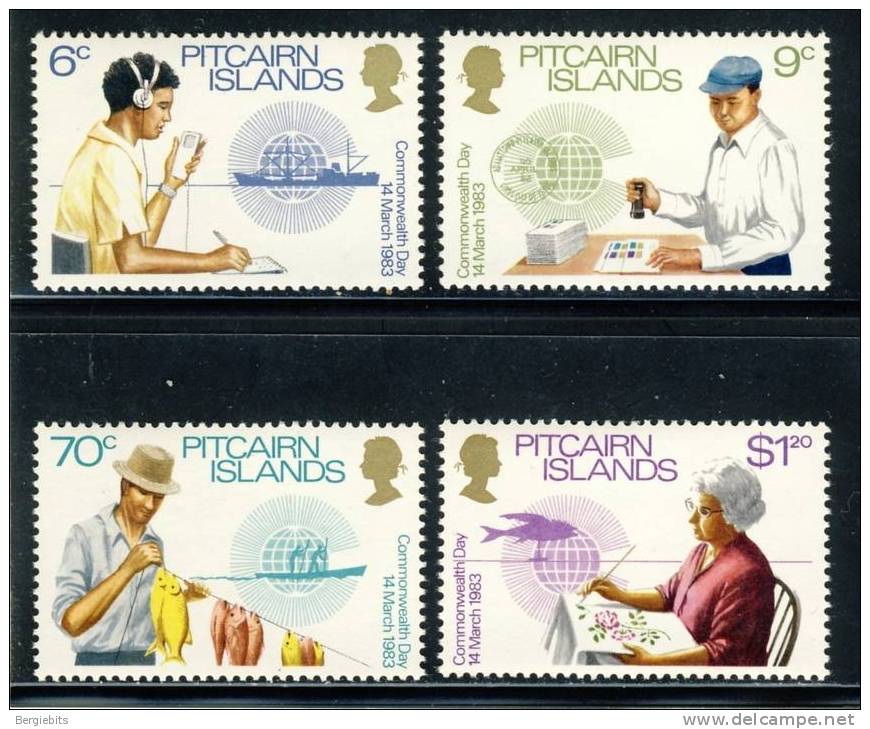 1983 Pitcairn Islands Complete MNH Set Of 4 "COMMONWEALTH DAY" Scott # 221-224 - Pitcairneilanden