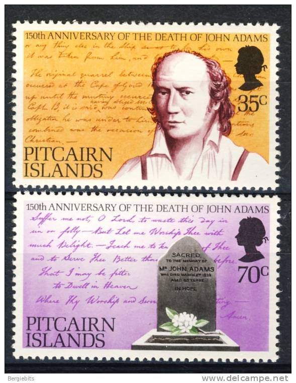 1979 Pitcairn Islands Complete MNH Set Of 2 "JOHN ADAMS GRAVE" Scott # 182-183 - Pitcairn