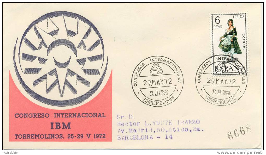 Espagne 1972 "  Congreso IBM, Torremolinos, Málaga " Obliteration, Recommande - Máquinas Franqueo (EMA)