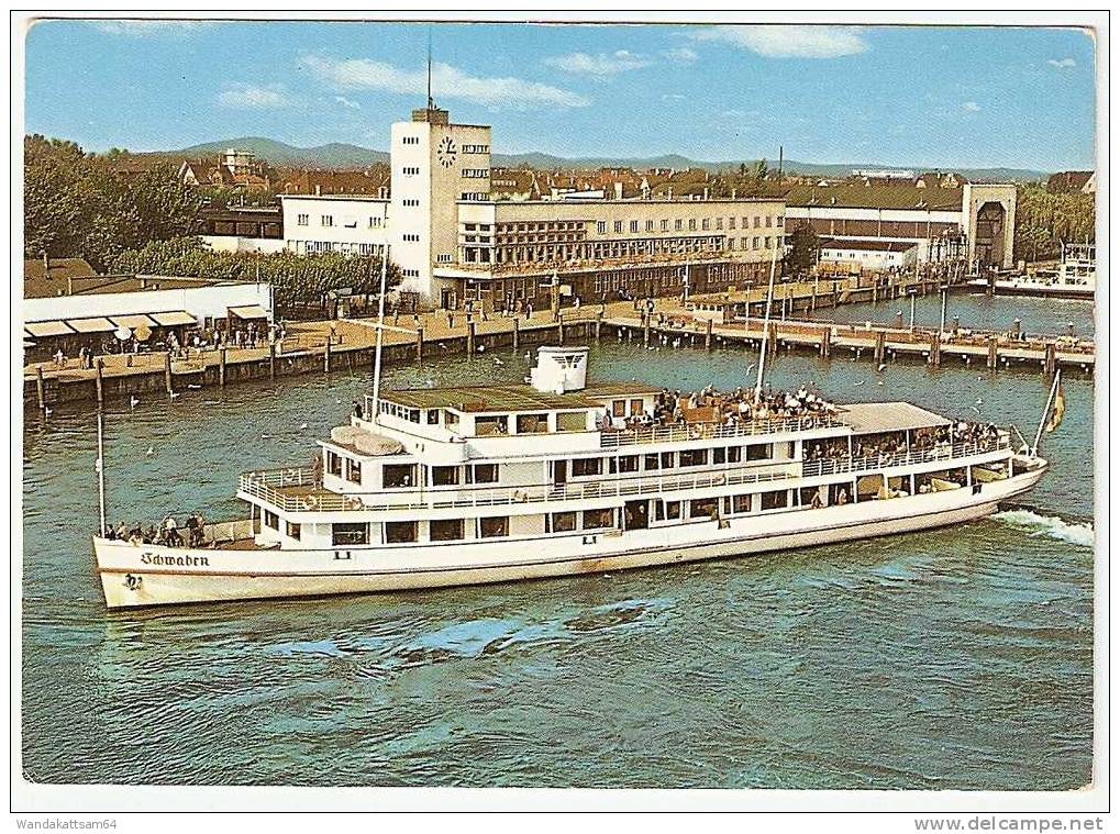 AK Friedrichshafen MOTORSCHIFF „SCHWABEN“ Erb. 1937, Fassungsvermögen 1000 P. , Länge 56 M, Breite 11,20 M, Tiefgang - Friedrichshafen