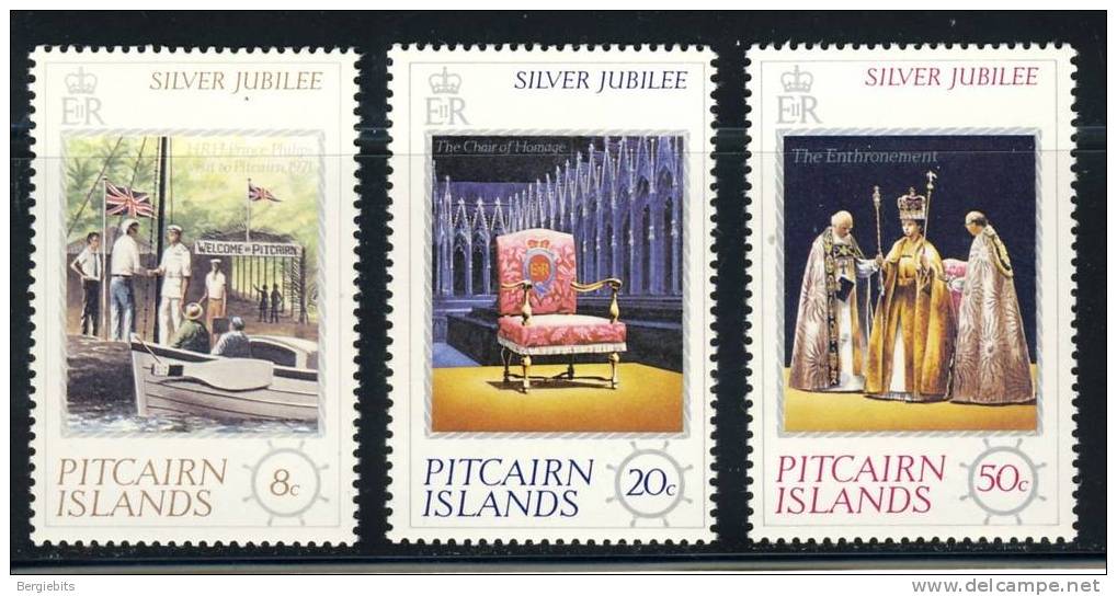 1977 Pitcairn Islands Complete MNH Set Of 3"Silver Jubilee" Scott # 160-162 - Pitcairneilanden