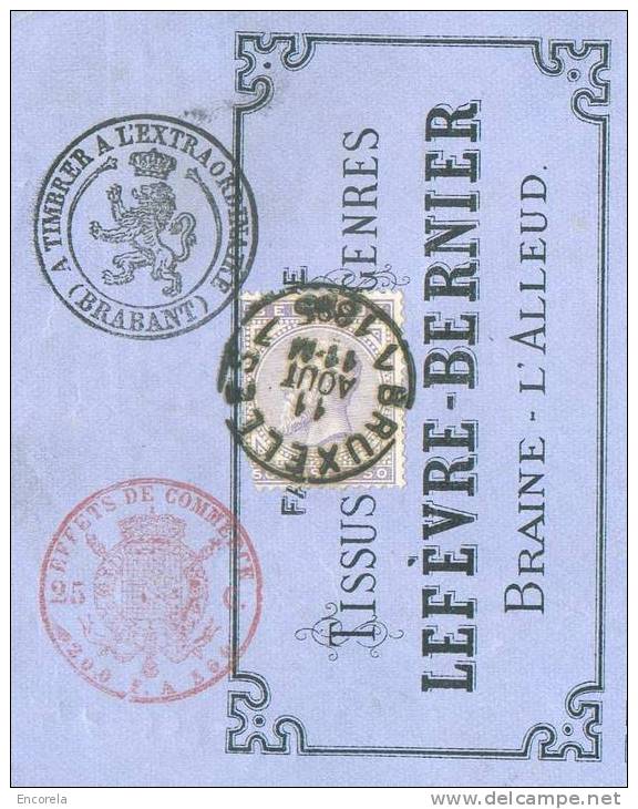 N°41 Sc BRUXELLES 7 Du 11 Août 1885 S/Effet De Commerce De BRAINE-l'ALLEUD Du 25 Mai.  TB - 4418 - 1883 Leopold II