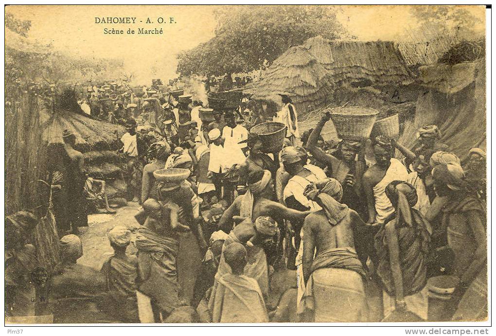 DAHOMEY - Scène De Marché -  Circulé 1923 - Timbre Enlevé Sur Le Recto - Dahomey