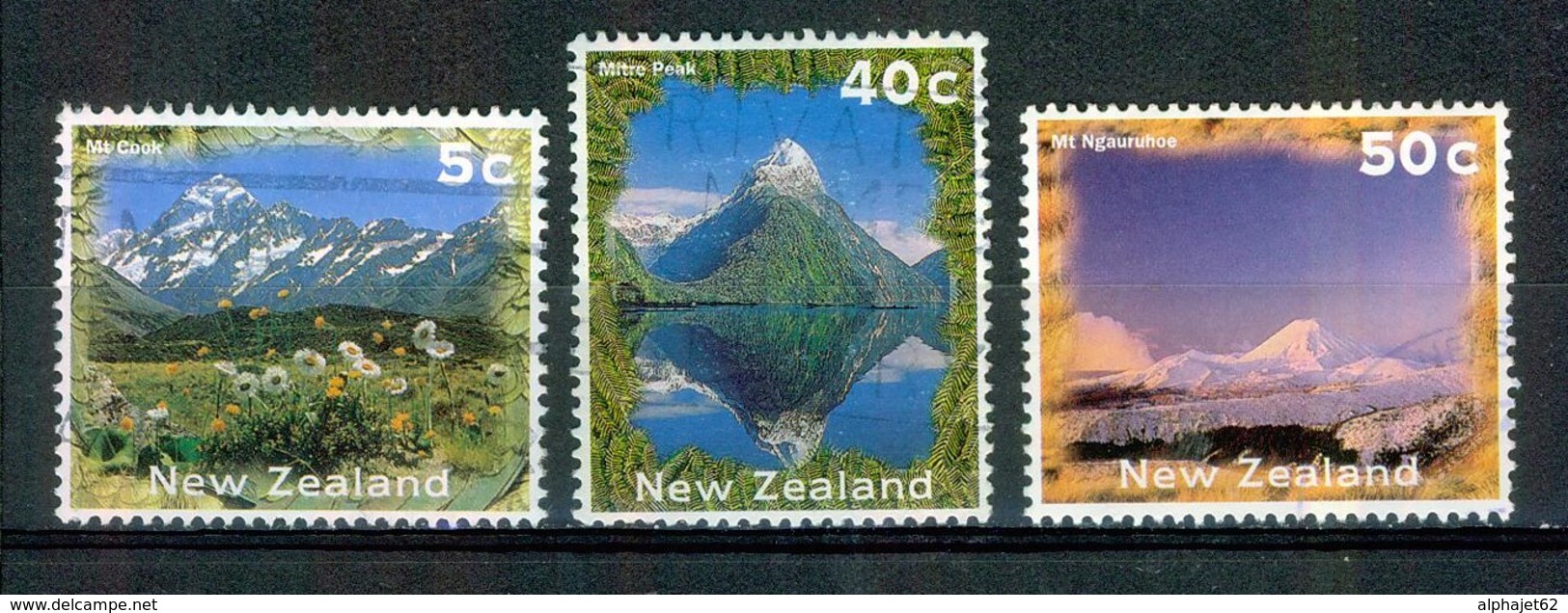 Montagne, Lac - Pic Mitre - NOUVELLE ZELANDE - Mont Cook - Mont Ngauhuroc - Paysages - N° 1407-1440-1444 - 1995 - Used Stamps