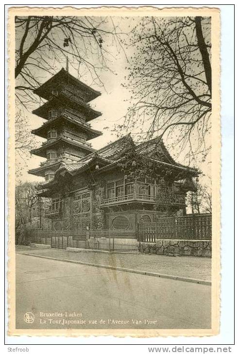 Vieille Carte Postale Nels :   Bruxelles - Laeken : La Tour Japonaise Vue De L'Avenue Van Praet - Laeken