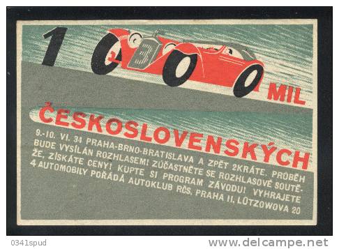 1934 Tchecoslovaquie   Vignette  Label Never Hinged  Automobile  Prague-Brno-Bratislava - Automovilismo